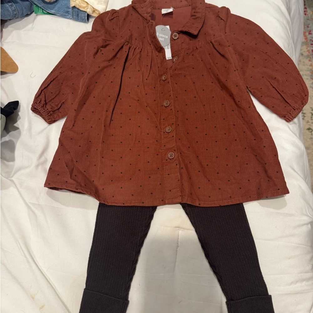 GAP Brown Polka Dot Button Down Shirt